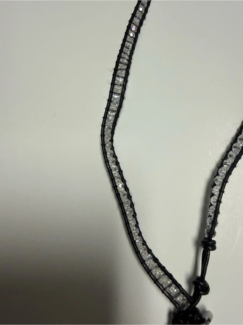 Crystal Beaded Wrap Bracelet Necklace - Black